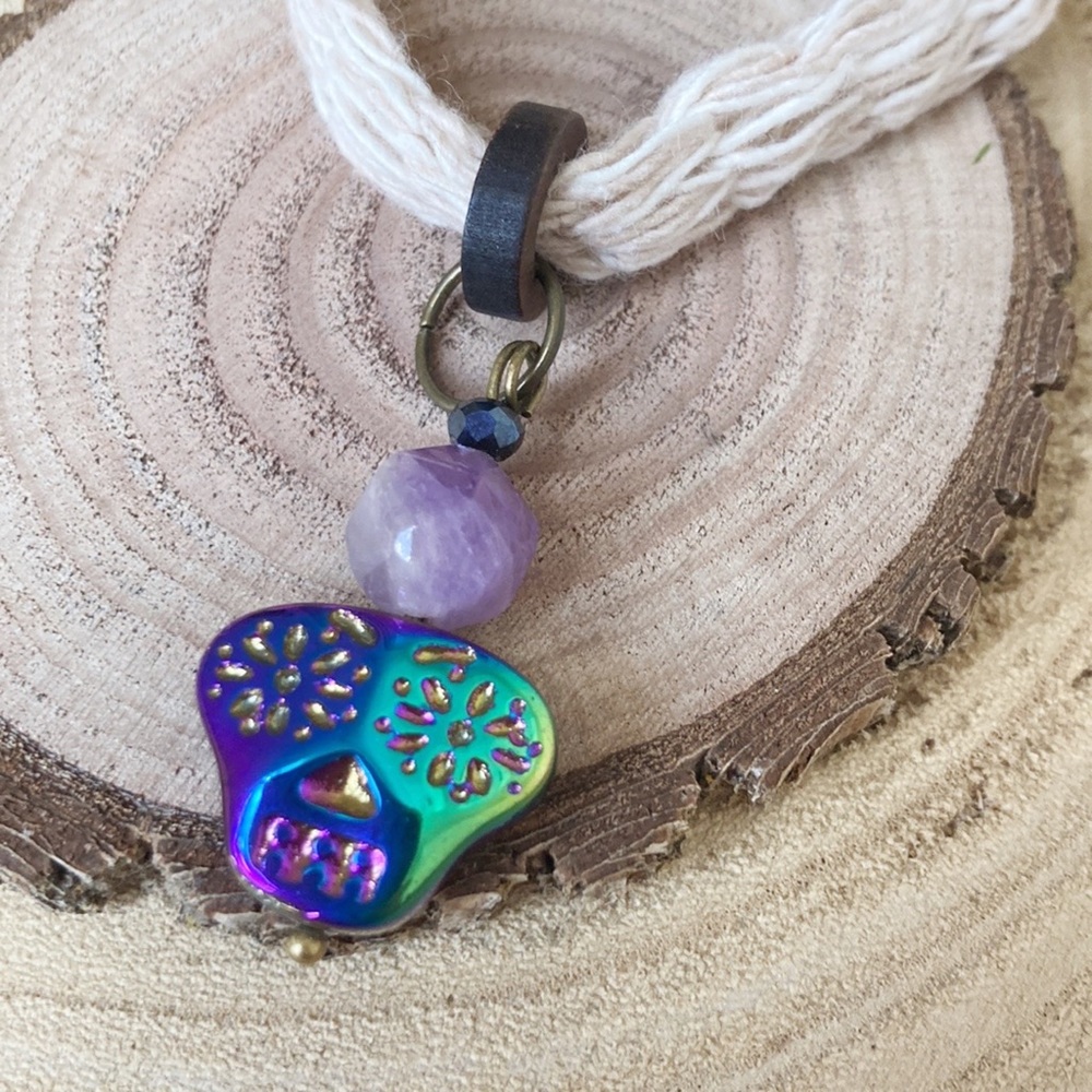 Catrina skull With amethyst stone protection necklace